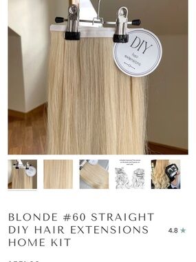 Blonde #60 Straight Hair Extensions - Home Kit